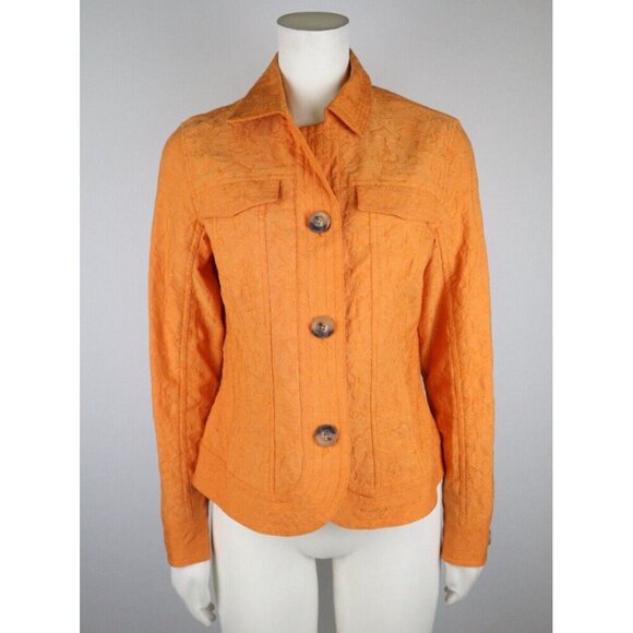 COLDWATER CREEK - WOMEN'S ORANGE TEXTURED JACKET - SIZE 8 - Picture 2 of 7